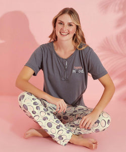"Happy Mood" Long Pajama Set – Relaxed & Cheerful Vibes