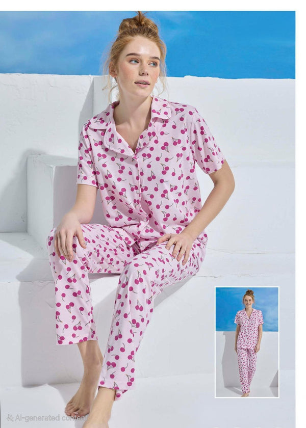 Cherry Bliss Long Pajama Set – Playful & Comfy