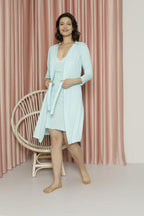 ASAD Fashion – 2-Piece Cotton Sleepwear Set for Women | Lace Trim Nightdress with Matching Robe