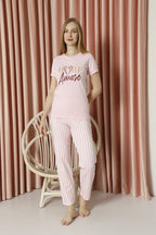 Pink "Amore" Printed Pajama Set – Sweet & Stylish Nightwear