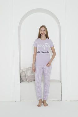 Lavender Dream Cotton Pajama Set – Polka Dot Comfort