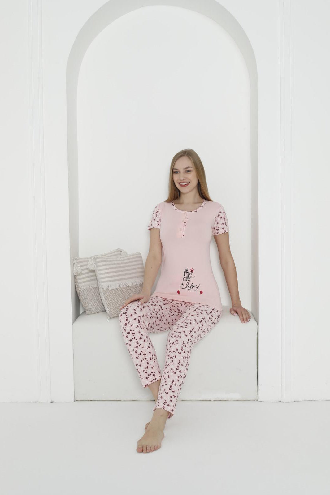 Blush Pink “Self Love” Printed Pajama Set – Cute & Comfy Nightwear