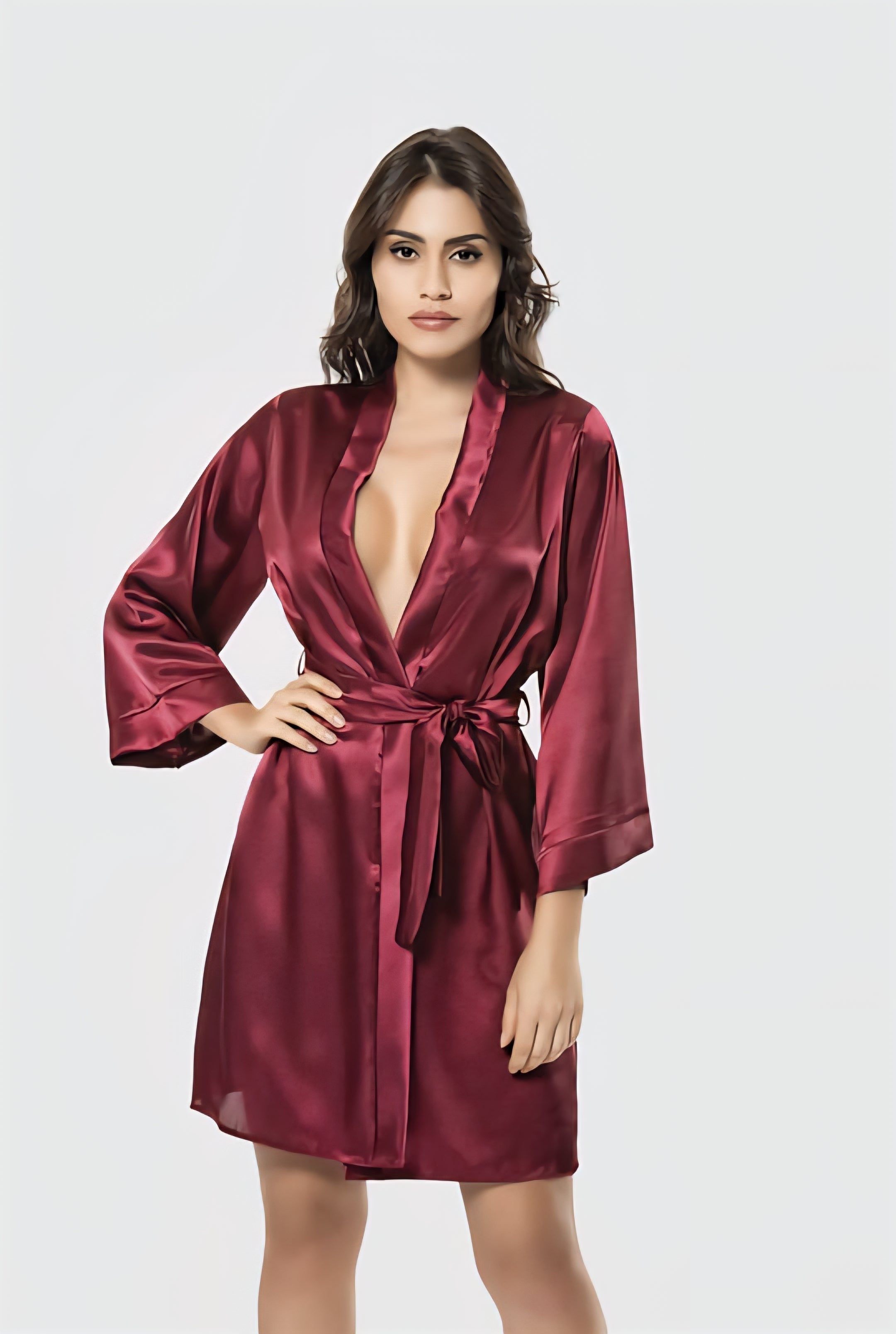 Luxury Short Satin Robe with Waist Tie – Available in 5 Elegant Colors