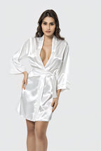 Luxury Short Satin Robe with Waist Tie – Available in 5 Elegant Colors