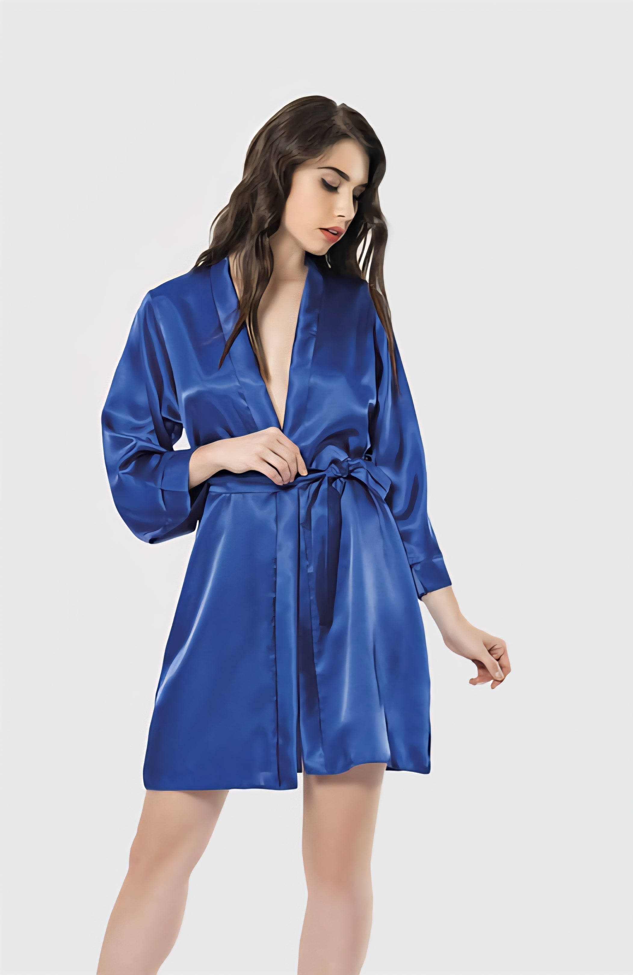 Luxury Short Satin Robe with Waist Tie – Available in 5 Elegant Colors