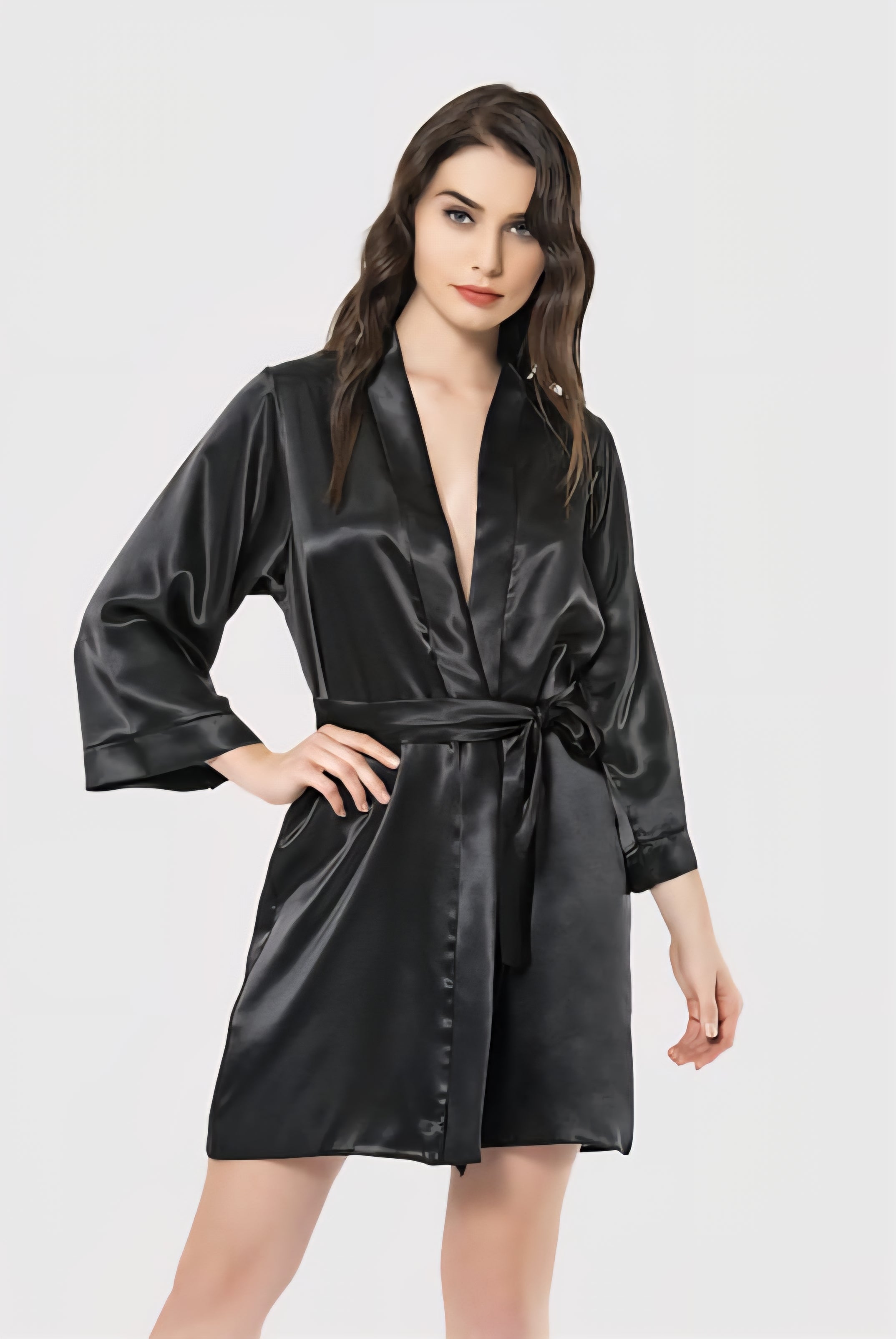 Luxury Short Satin Robe with Waist Tie – Available in 5 Elegant Colors