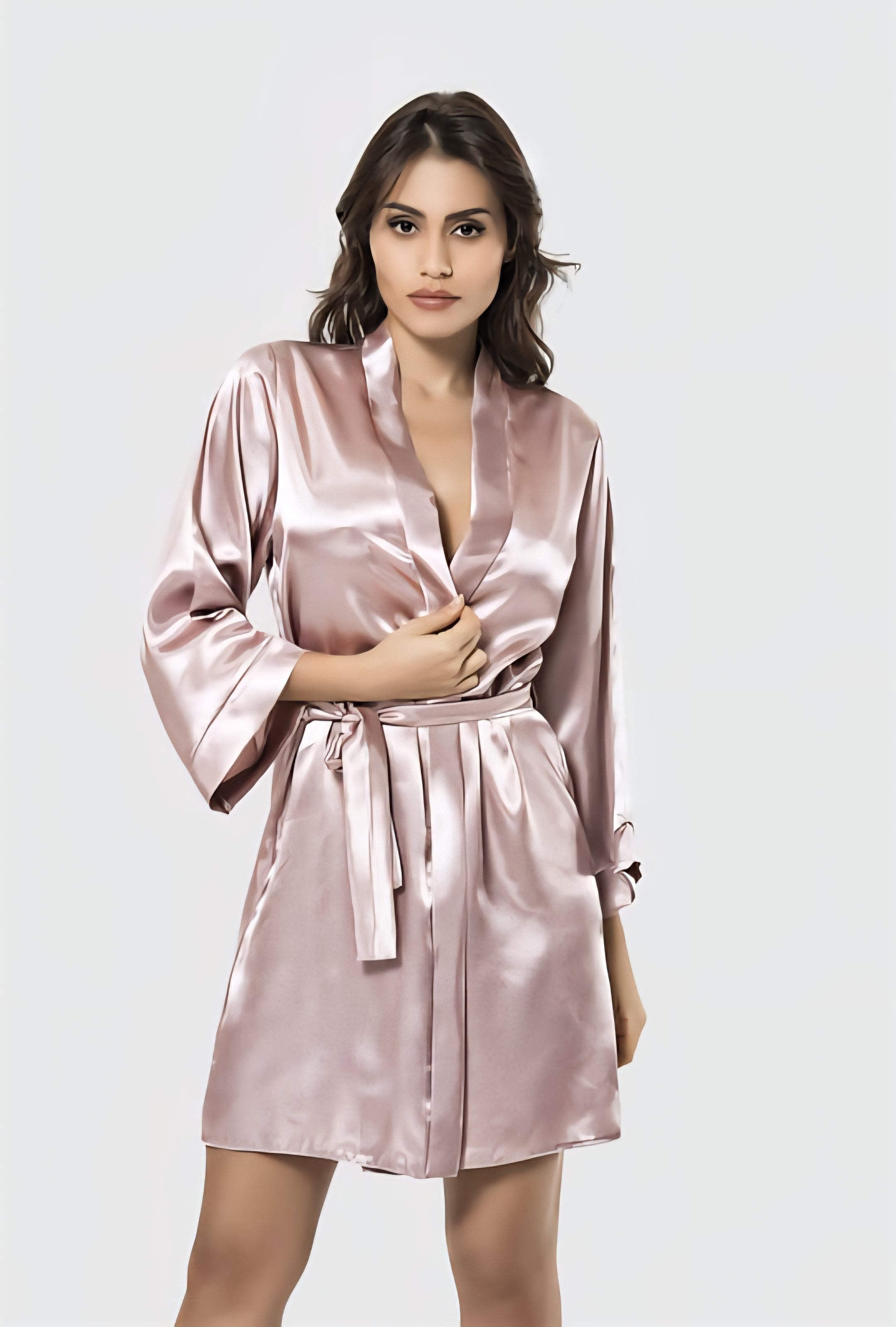 Luxury Short Satin Robe with Waist Tie – Available in 5 Elegant Colors