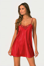 Classic Satin Nightdress with Embroidered Lace – Multiple Colors